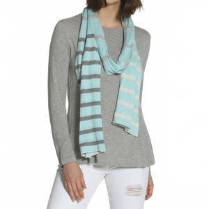 NEW LABEL+THREAD women's striped tube scarf in mint/grey combo
